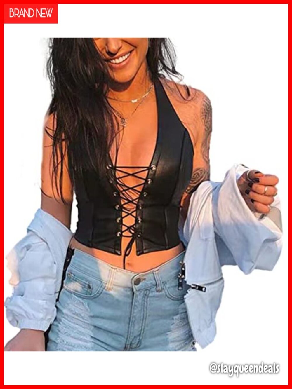 Sexy Halter Backless Lace Up Tank Top Rivet Camisole